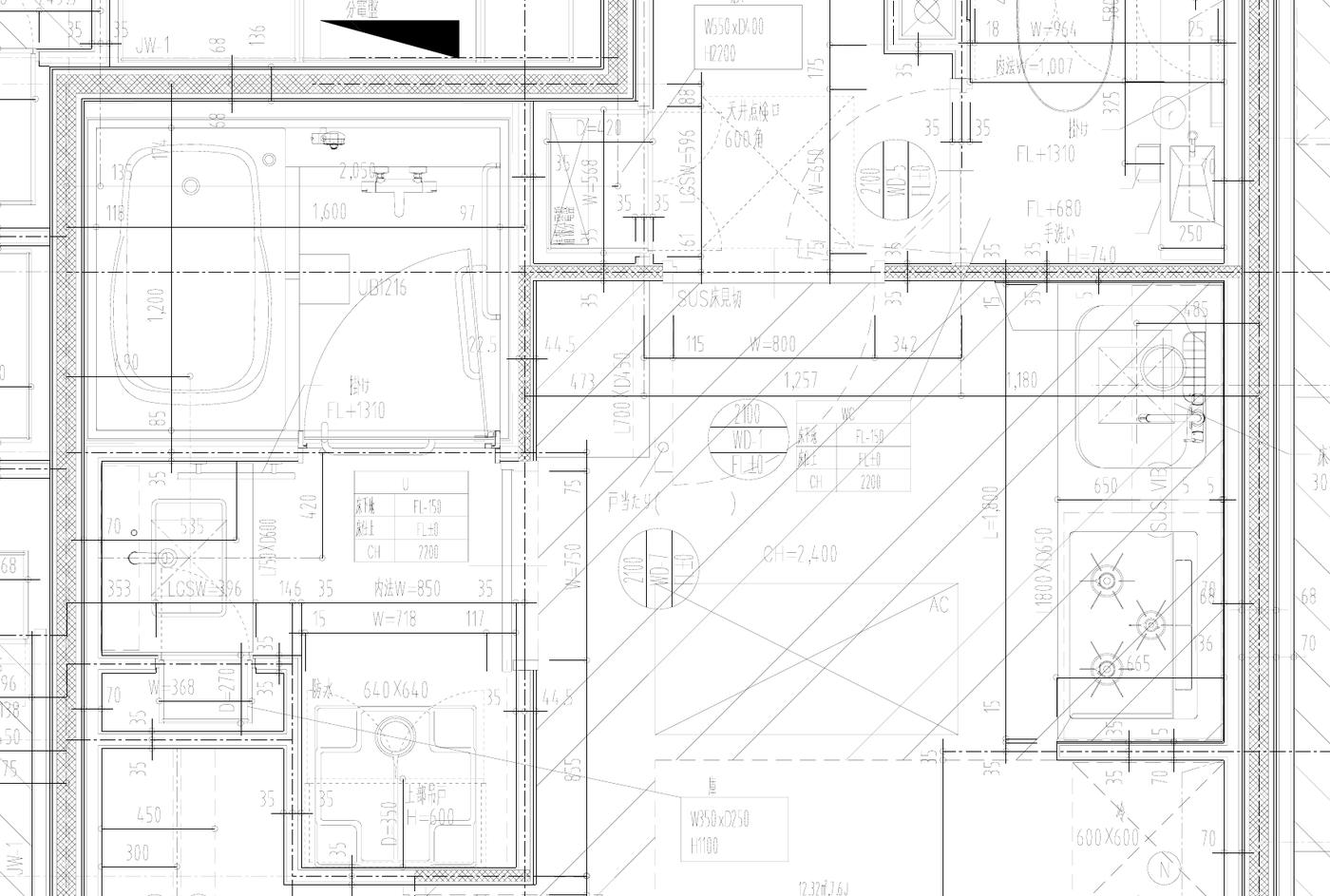 平面詳細図 水回り部分拡大
